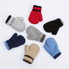 Kids Winter Knitted Gloves With Strings