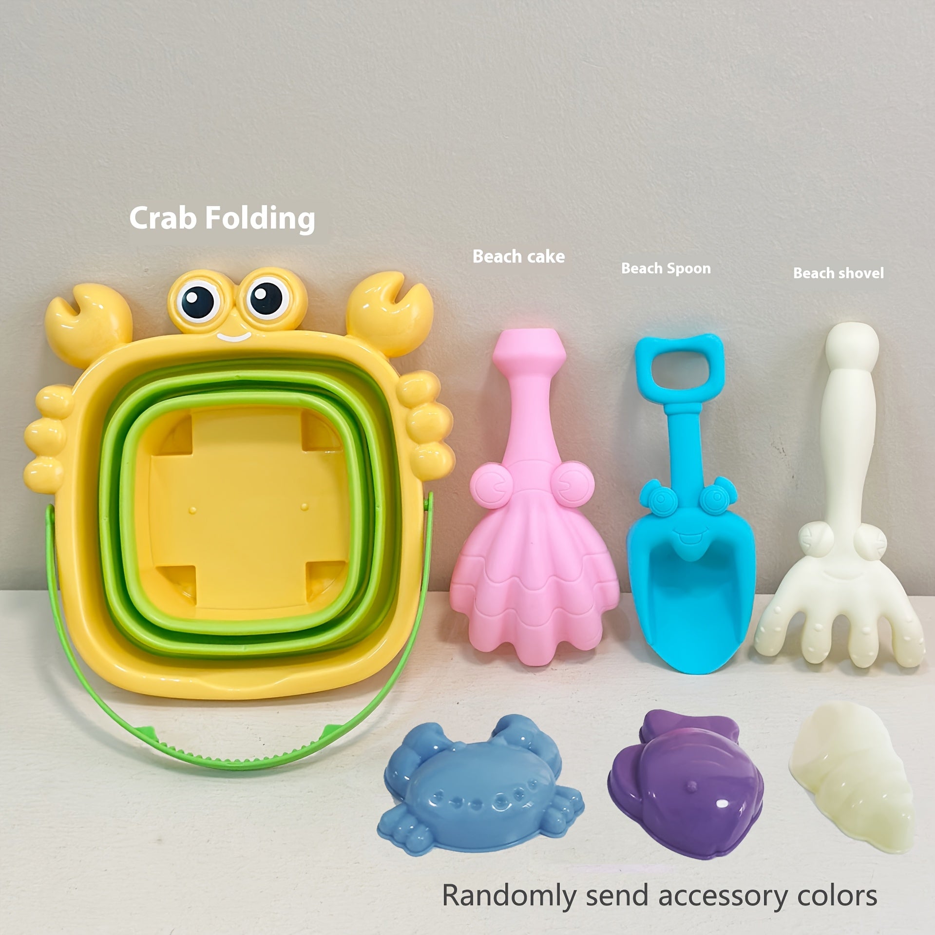 Foldable Bucket Beach Bucket Toy Set Sand Tools & Fruit Molds for Beach Play