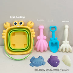 Foldable Bucket Beach Bucket Toy Set Sand Tools & Fruit Molds for Beach Play