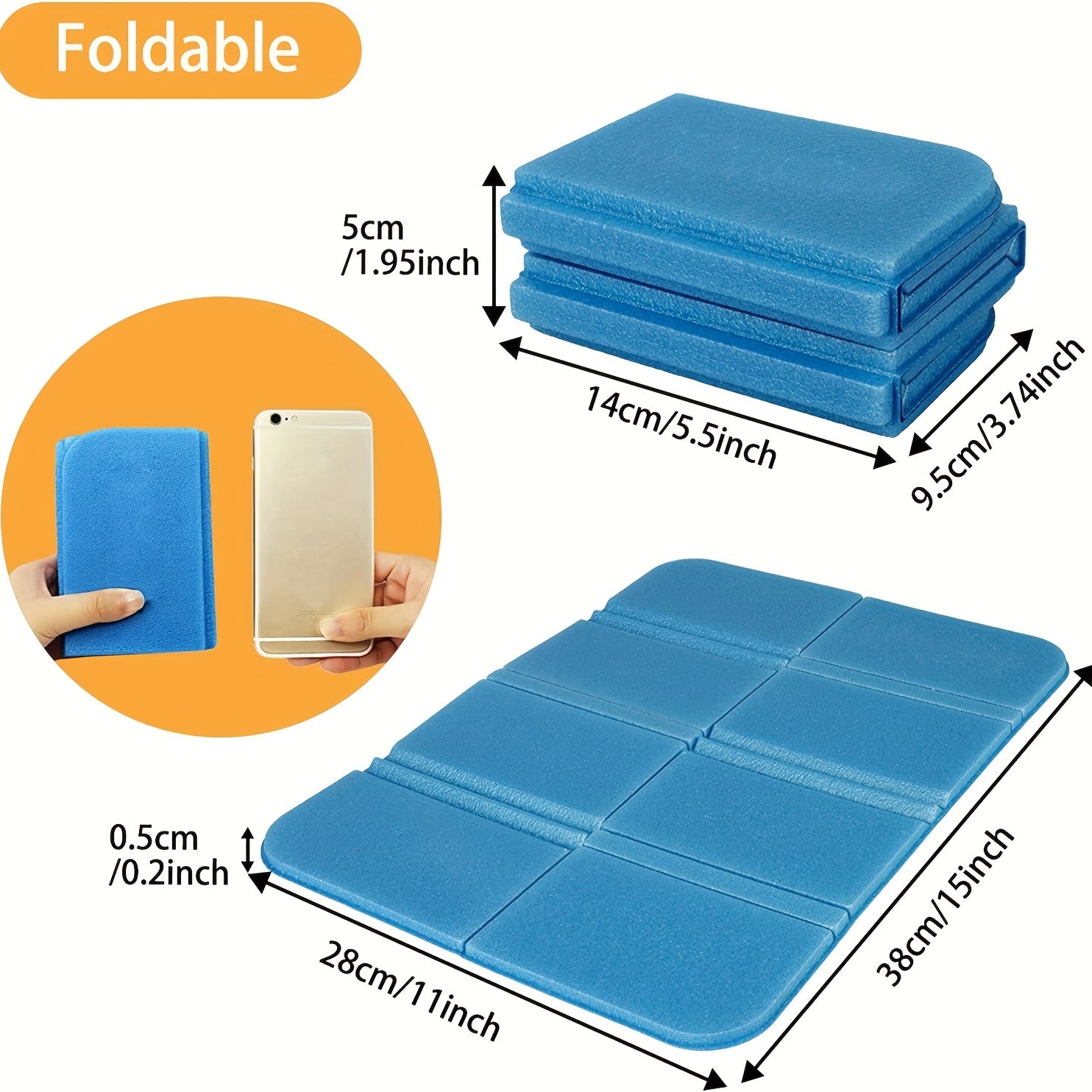 Foldable Waterproof Camping Seat Pad 15x11inch Foam Hiking Seat Pad