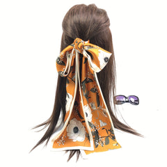 Vintage Flower Print Skinny Scarf Casual Necktie Scarf Hair Ribbon