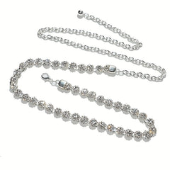 Rhinestone Inlaid Waist Chain Silvery Belly Chain Women's Dress Accessories
