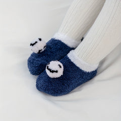 2 Pairs Baby Girls Fleece Warm Socks Cartoon Pattern Anti-Skid Toddlers Socks