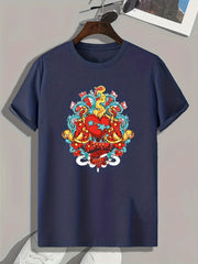 Heart Print Men's Graphic Tee for Summer