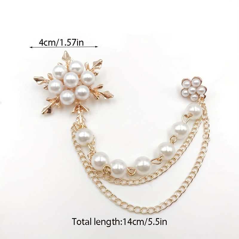 Pearl Ice Flower Tassel Brooch