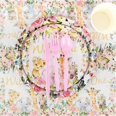 Wild One Birthday Party Supplies - 20 Plates & 20 Napkins for Girls