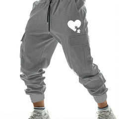 Heart Pattern Cargo Pants Drawstring Joggers with Pockets