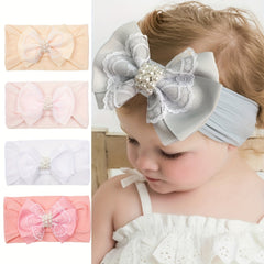 Fall Pearl Nylon Bow Baby Headband