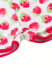 Toddler Girls Strawberry Swimwear Set For Summer Surfing