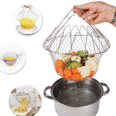 Stainless Steel Foldable Fried Basket Multifunctional Kitchen Gadget