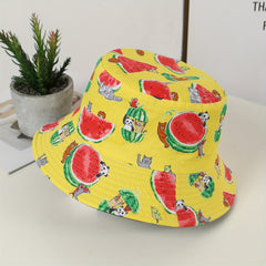 Cartoon Pattern Bucket Hat Reversible Printed Cotton Basin Hat
