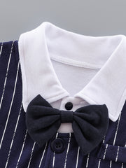 Bowtie Gentleman Romper Striped Long Sleeve Jumpsuit Baby Boys