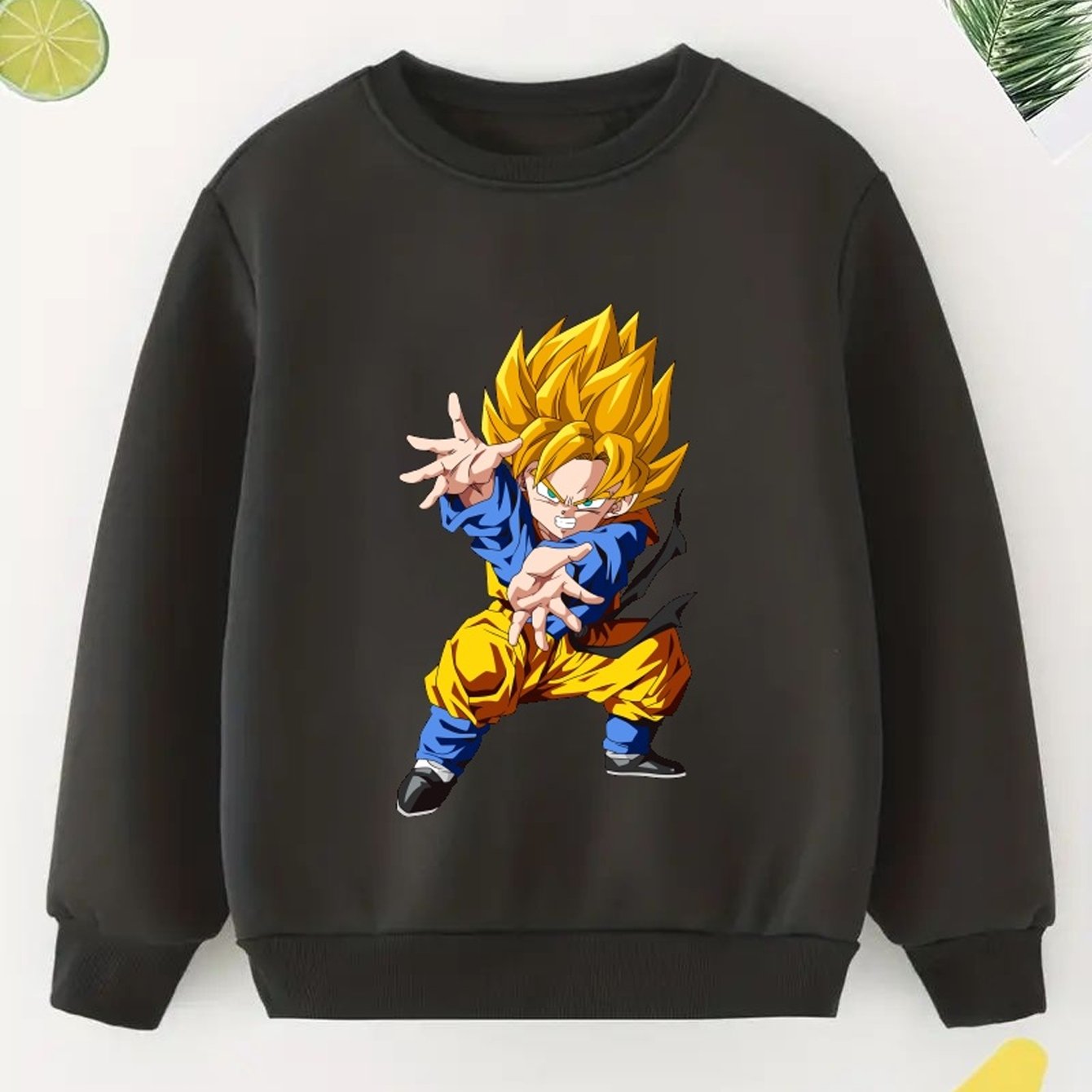 Blond Hair Anime Boy Sweatshirt Long Sleeve Crew Neck Top
