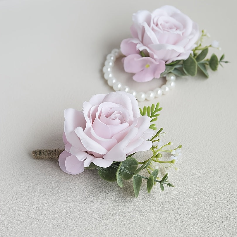 Artificial Rose Wrist Flowers and Men's Chest Flowers for Weddings