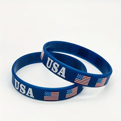 American Flag Silicone Bracelet Elastic Wristband Rubber Band 12/24pcs