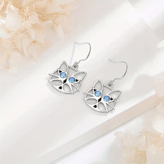 925 Sterling Silver Cat Earrings For Girls Cat Dangle Jewelry