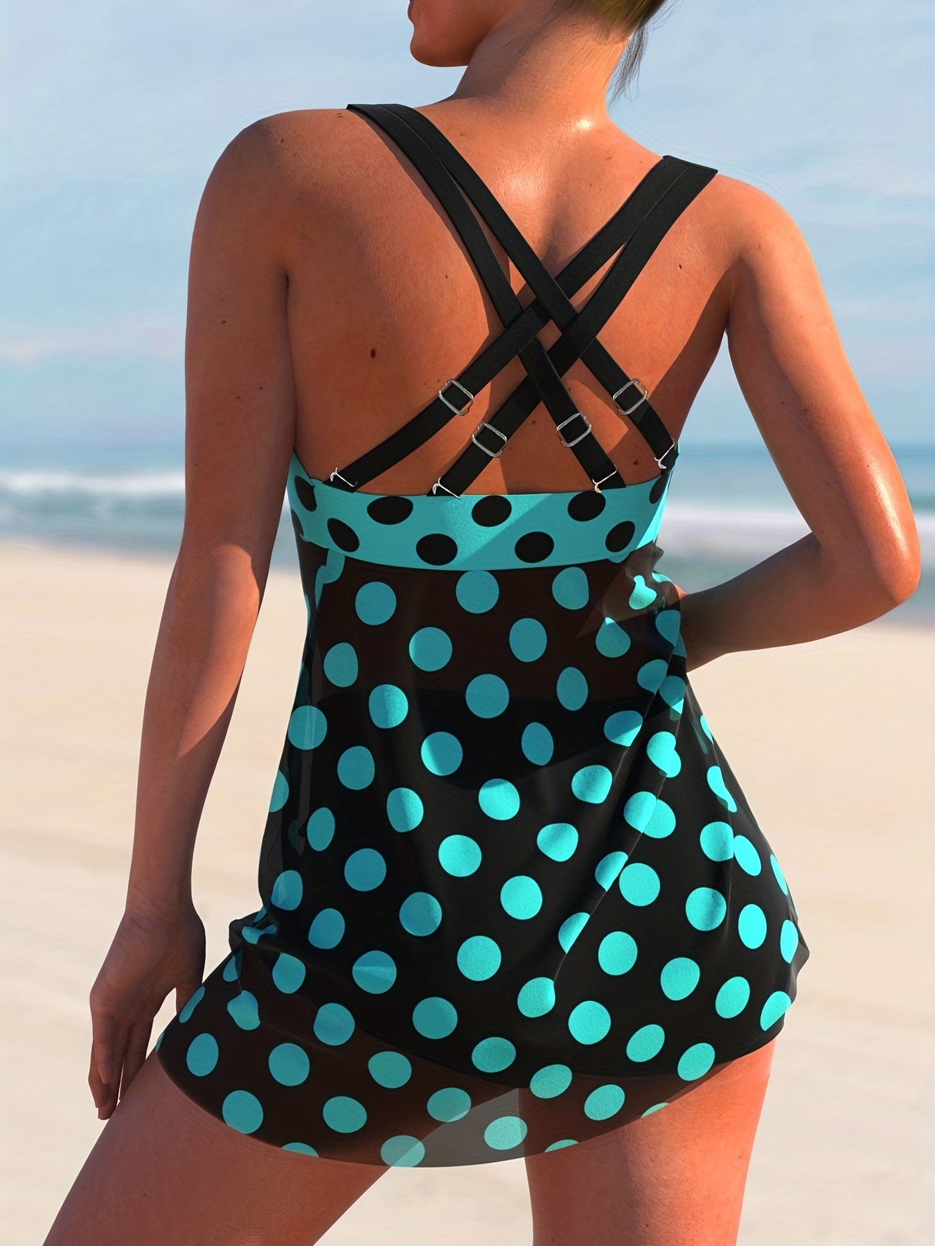 Boho Swimsuit Set Polka Dot Tankini Two Piece Set