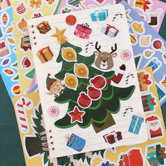 6pcs Christmas Stickers Set - Create Your Own Christmas Party Games Stickers