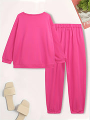 Women's Plus Solid Long Sleeve Sweatshirt & Pants Set