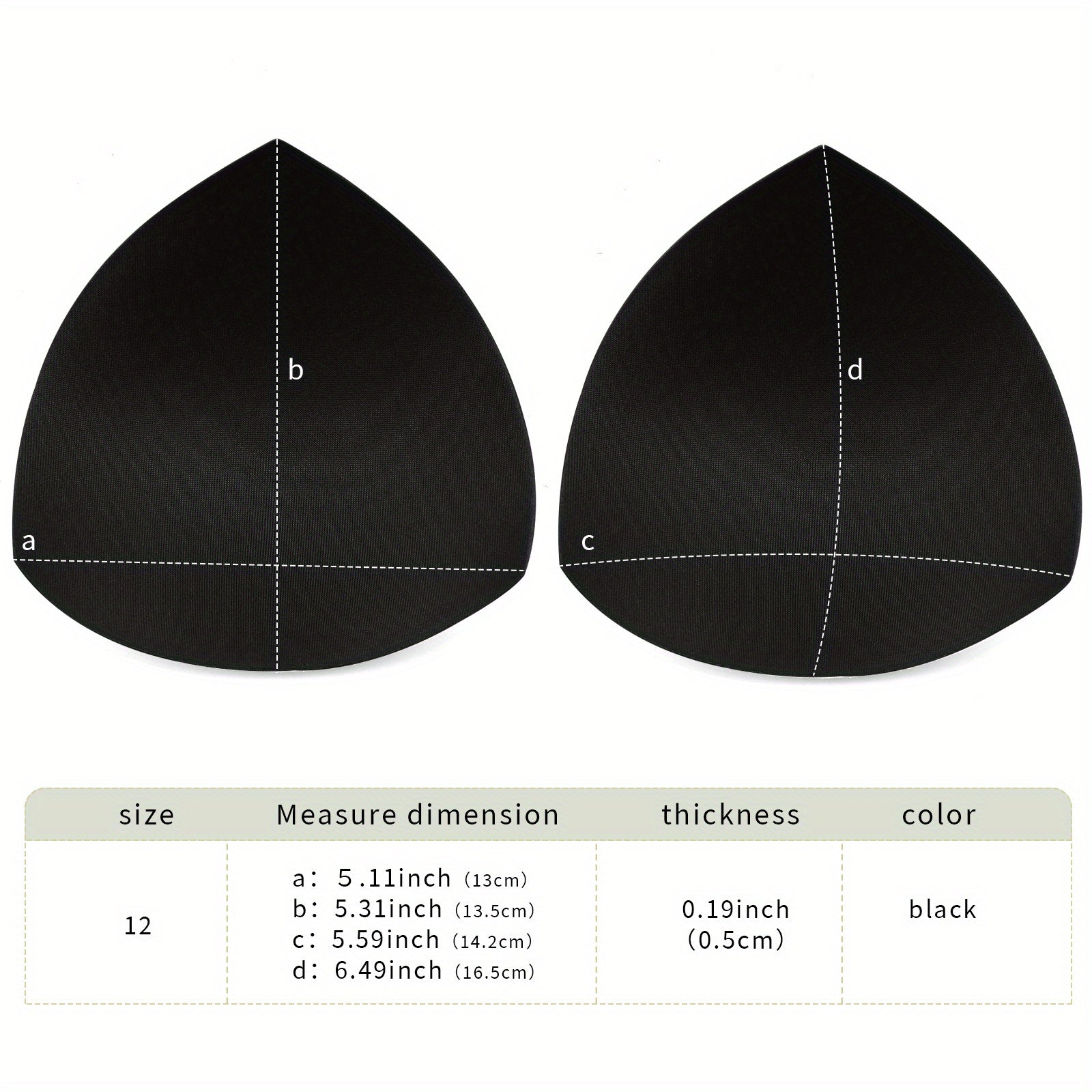 2 Pairs Triangle Cups Bra Insert Pads Anti-Convex Chest Enhancer for Women
