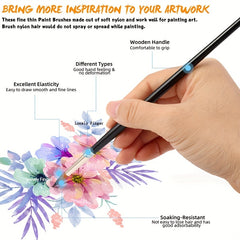 12pcs Professional Paint Brushes Set Round Pointed Tip Nylon Hair Acrylic Brush
