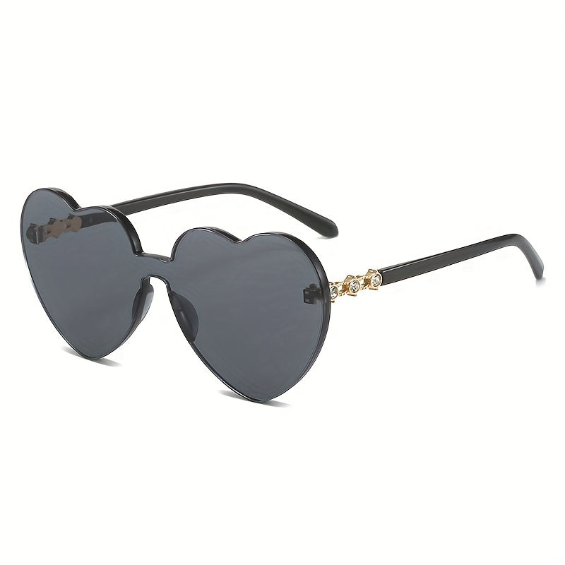 Y2K Heart One piece Sunglasses Rhinestone Decor Glasses UV400