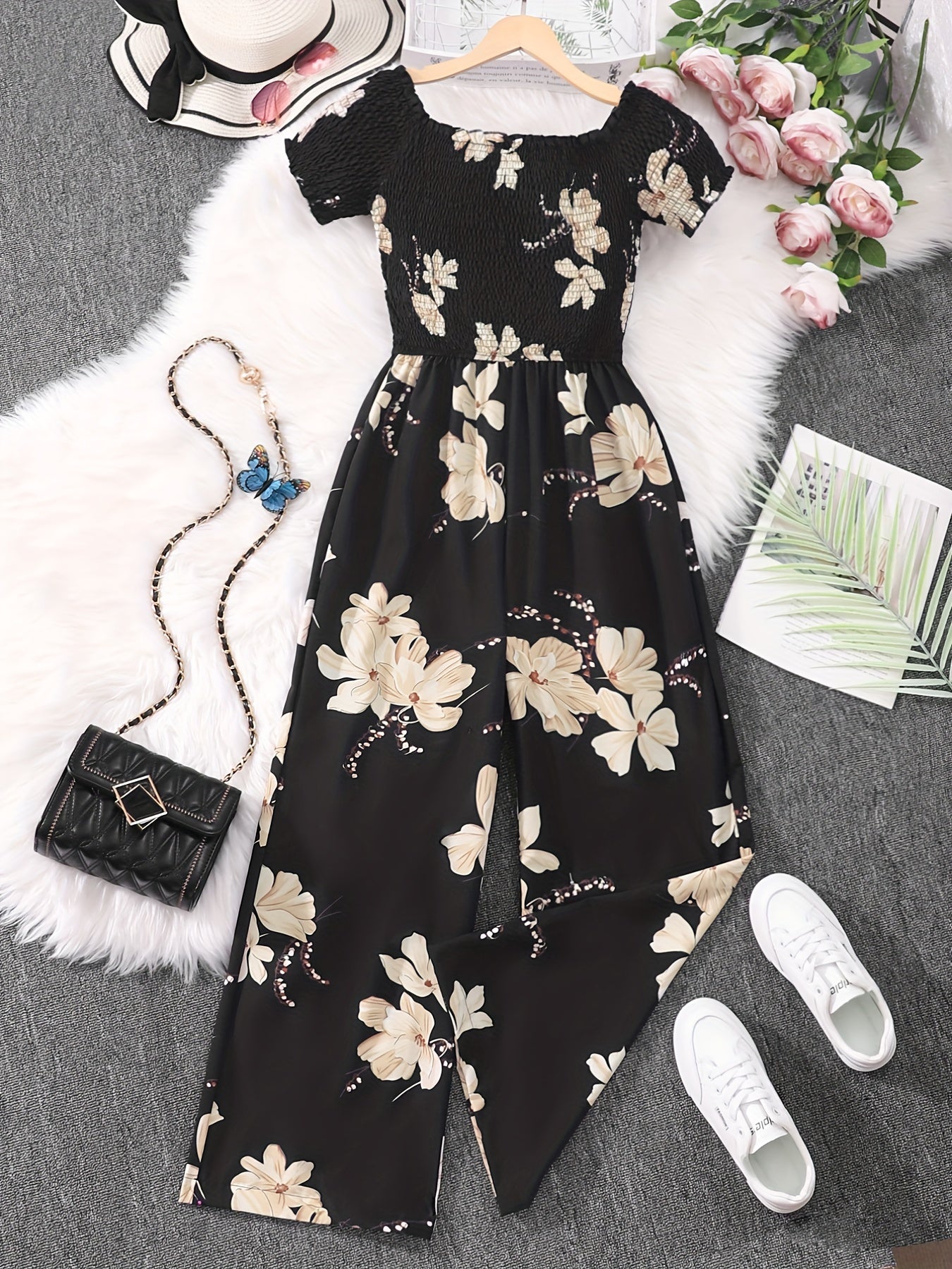 Boho Floral Wide Leg Jumpsuit for Women