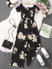 Boho Floral Wide Leg Jumpsuit for Women