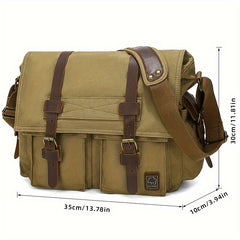 Men's Canvas Crossbody Bag Large Laptop Shoulder Briefcase