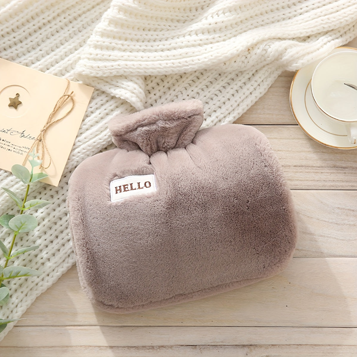 Warm Water Bag with Plush Cover for Cold Weather, Hand Warmer