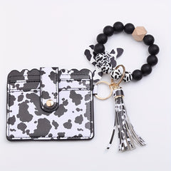 Cow Pattern Wallet with Wristlet Keychain