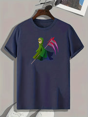 Skeleton Print Men's Graphic T-shirt for Summer