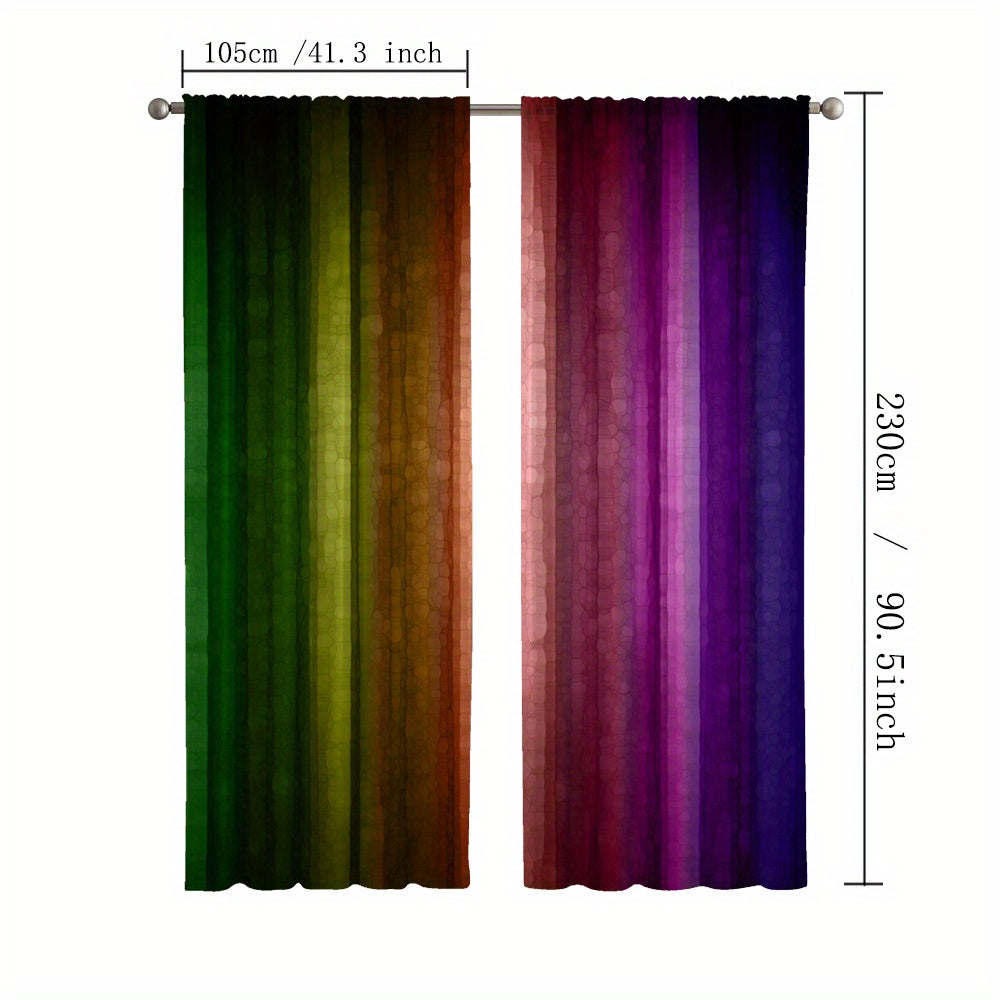 Dark Rainbow Curtains Set of 2 Rod Pocket Kitchen Cafe Living Room Decor