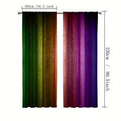 Dark Rainbow Curtains Set of 2 Rod Pocket Kitchen Cafe Living Room Decor