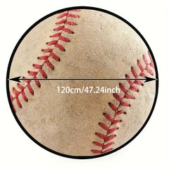 Baseball Rug Circle Retro Rug Round Area Throw Rugs For Boys Men