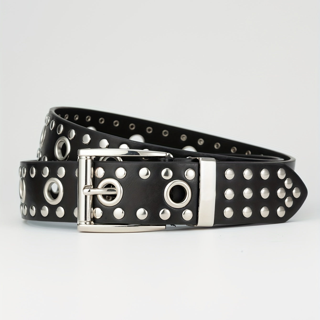 Men's Western Full Body Jack Dress Belt Casual Studded Buckle PU Belt