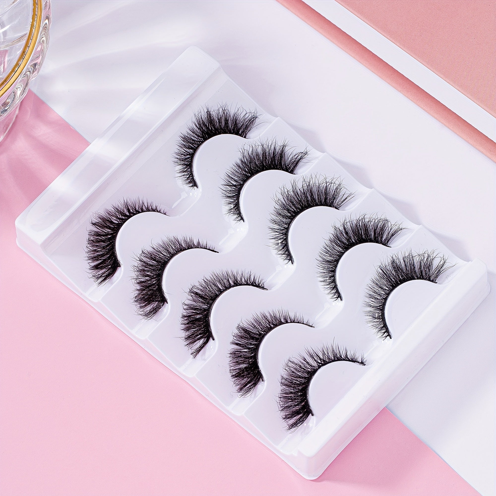 5 Pairs Faux Mink Eyelashes Fluffy Soft Cat Eye Shape