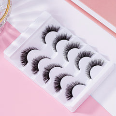 5 Pairs Faux Mink Eyelashes Fluffy Soft Cat Eye Shape