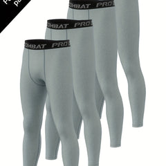 Men's 4pcs Solid Leggings Active Quick Dry Compression Pants