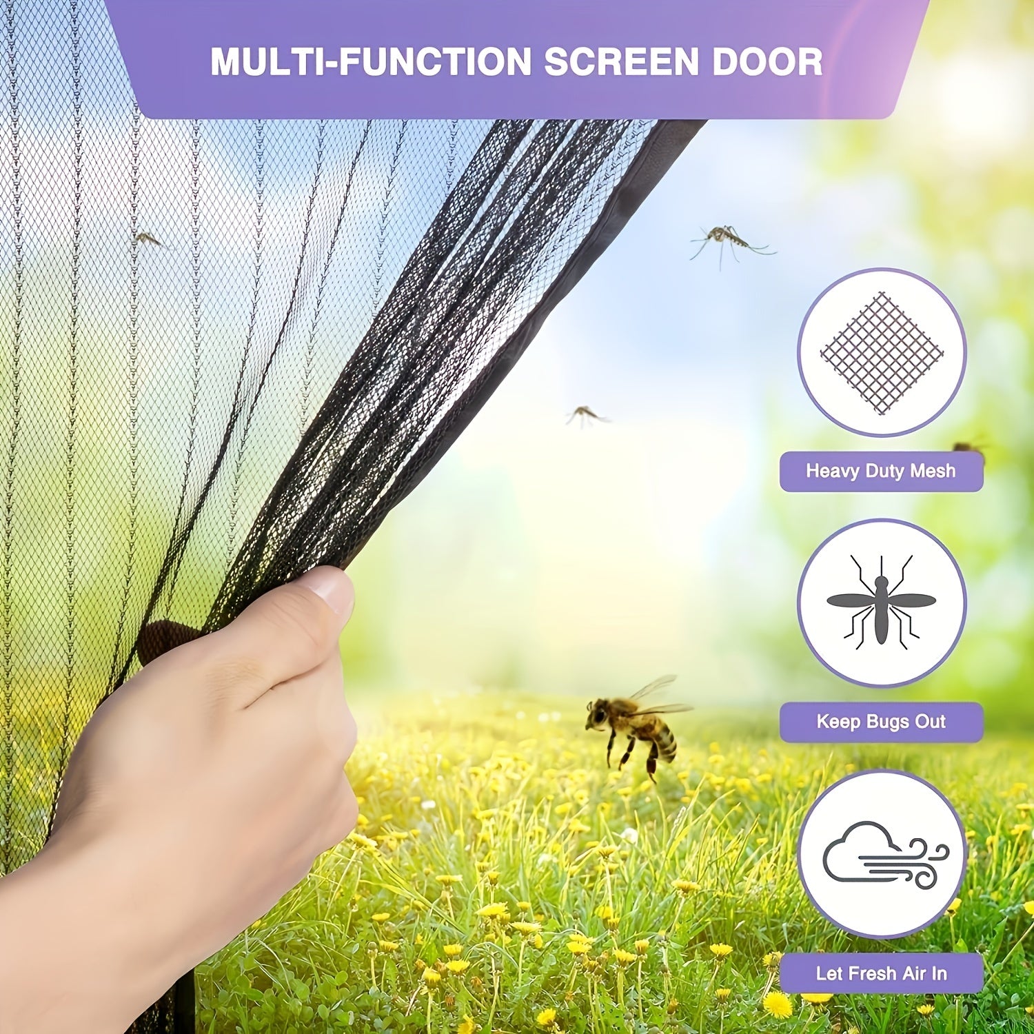 Magnetic Screen Door Self Sealing Hands-Free Mesh Partition 90x210cm