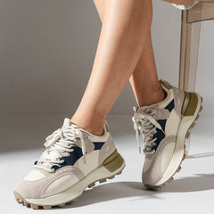 Women's Colorblock Non-Slip Sneakers Lace Up Platform Sport Shoes