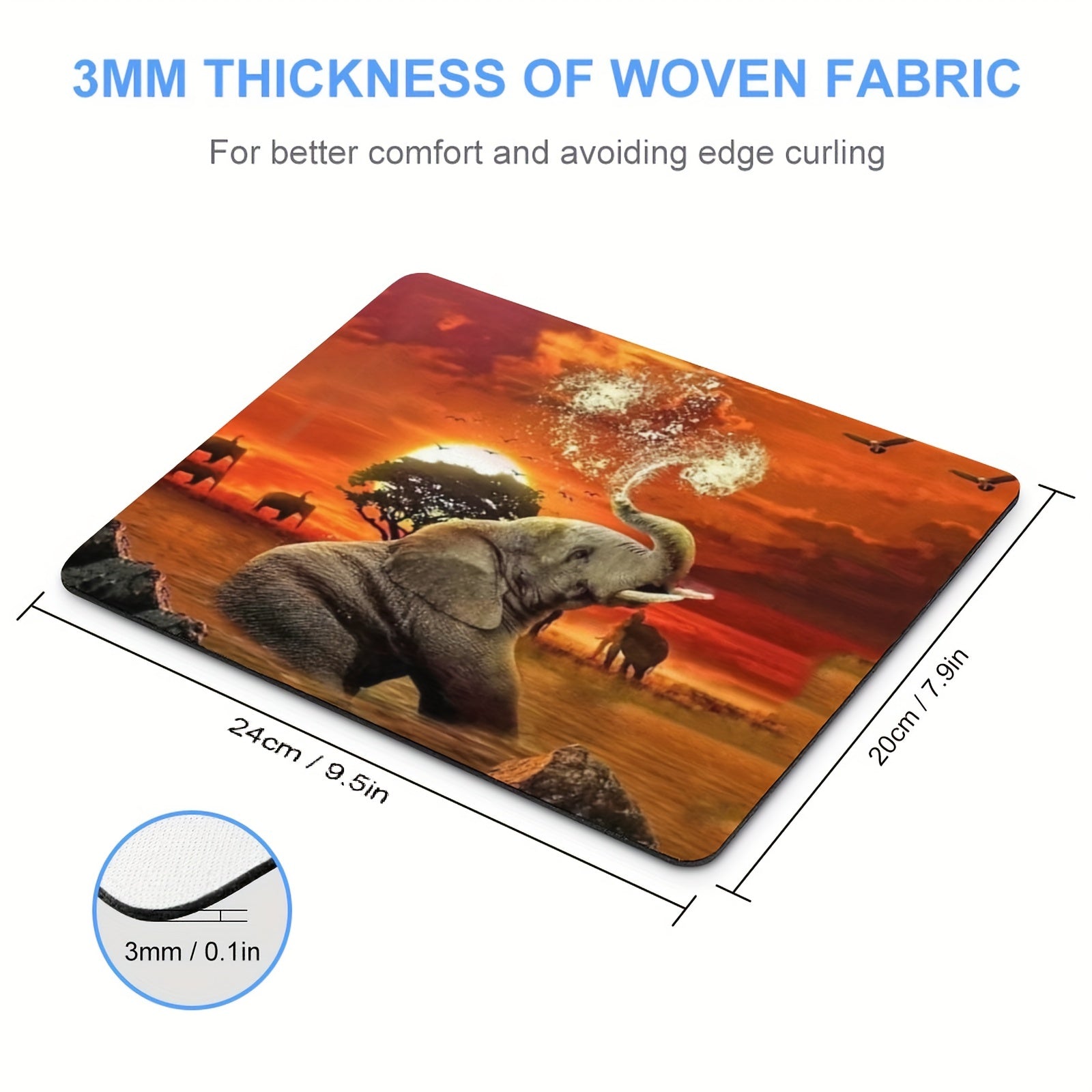 Cute Elephant Gaming Mouse Pad for Women, Non-Slip Rubber Mat