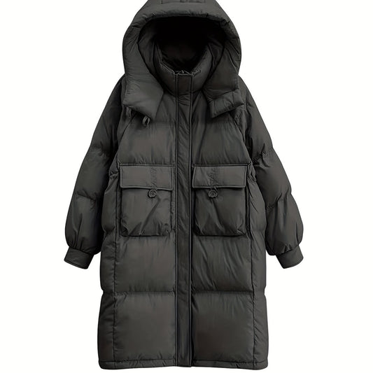 Women's Long Puffer Jacket Winter Warm Hooded Outdoor Sports