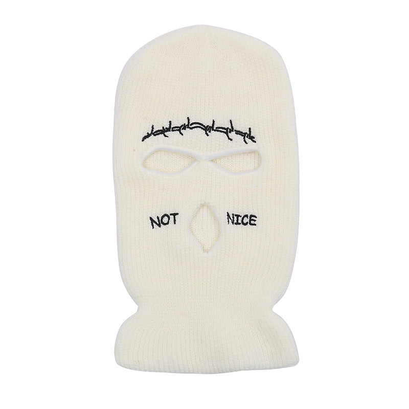 Embroidered Funny Hat 3 Hole Ski Mask Winter Warm Windproof Mask
