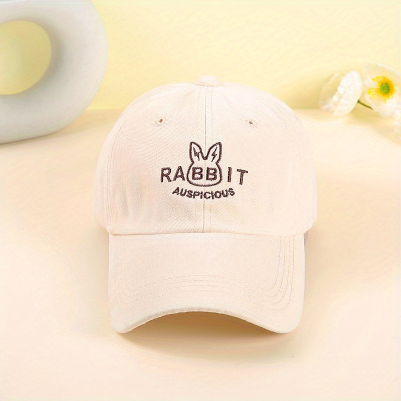 Rabbit Embroidery Baseball Cap Cartoon Solid Casual Sun Hat Adjustable Dad Hats