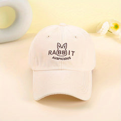 Rabbit Embroidery Baseball Cap Cartoon Solid Casual Sun Hat Adjustable Dad Hats