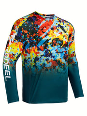 Men's Tie Dye UPF 50 Sun Protection Long Sleeve T-shirt for Outdoor Fishing