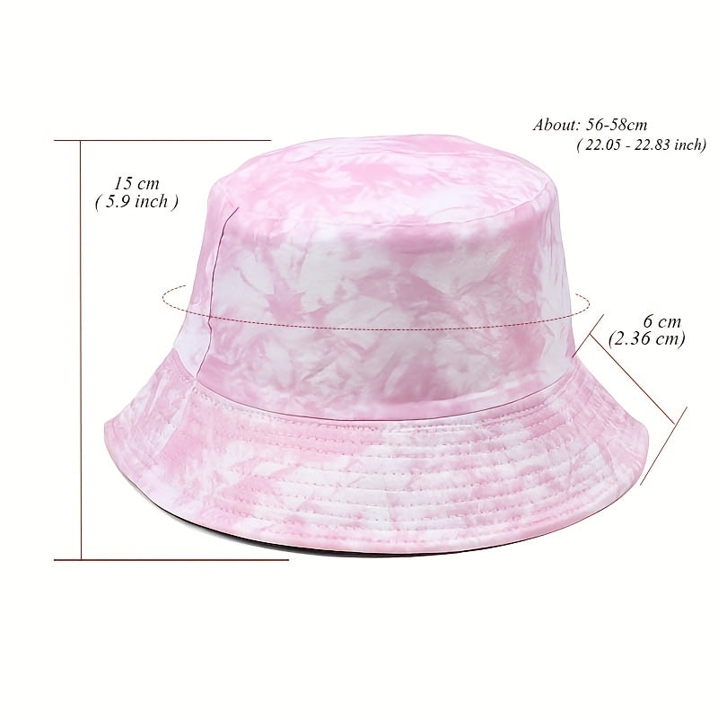 Unisex Tie Dye Large Brimmed Sunshade Bucket Hat for Outdoor Vacation Travel