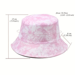 Unisex Tie Dye Large Brimmed Sunshade Bucket Hat for Outdoor Vacation Travel