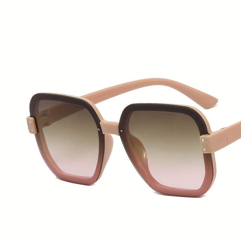 Square Gradient Sunglasses Rivet Decor UV400